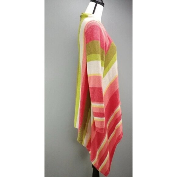 J Jill Sz S Asymmetrical Colorful Striped Open Front Sweater Duster Cardigan - Picture 4 of 10